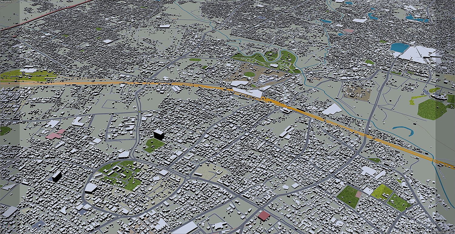 Vadodara city India 3d model 30km